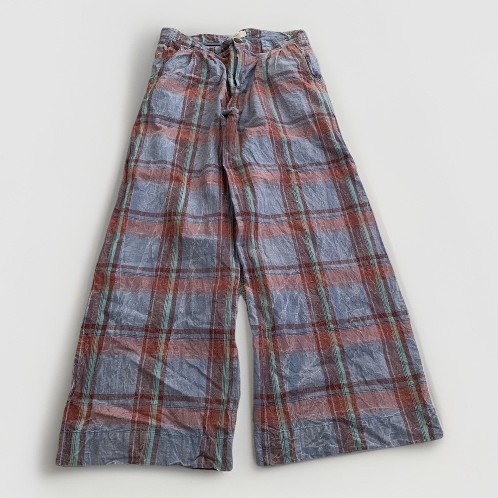 Anthropologie Plaid Pants Wide Leg 8 - Picture 2 of 9